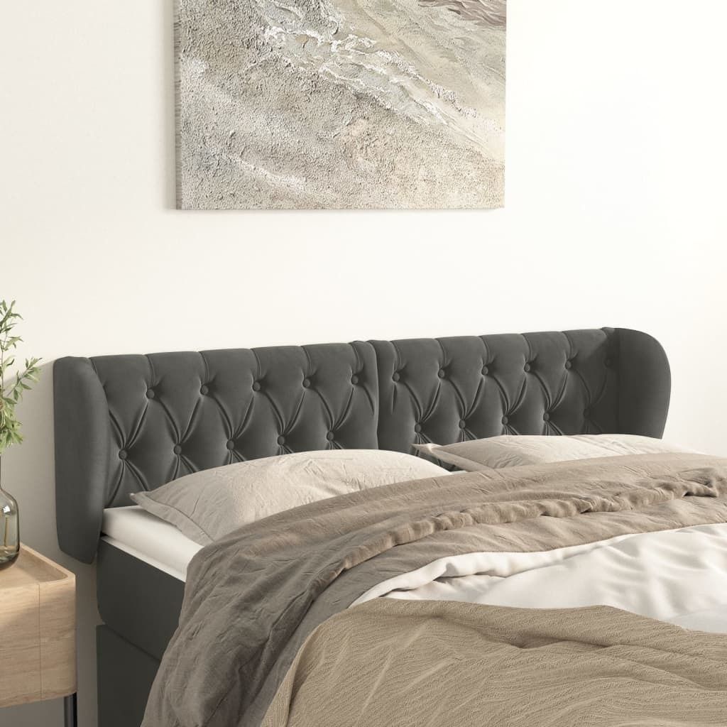 Kopfteil mit Ohren Dunkelgrau 147x23x78/88 cm Samt , Kopfteile Design 2024