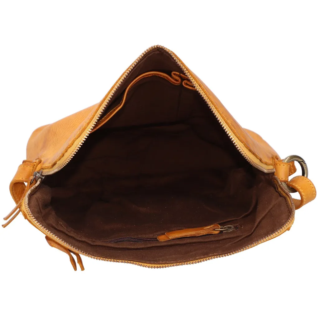 Sac Bandoulière Submarine en Cuir Souple Jaune Foncé Postbag Upend