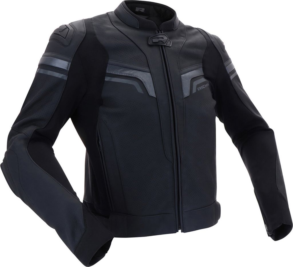 Richa Matrix 2 perforierte Motorrad Lederjacke, schwarz/dunkelgrau, 62