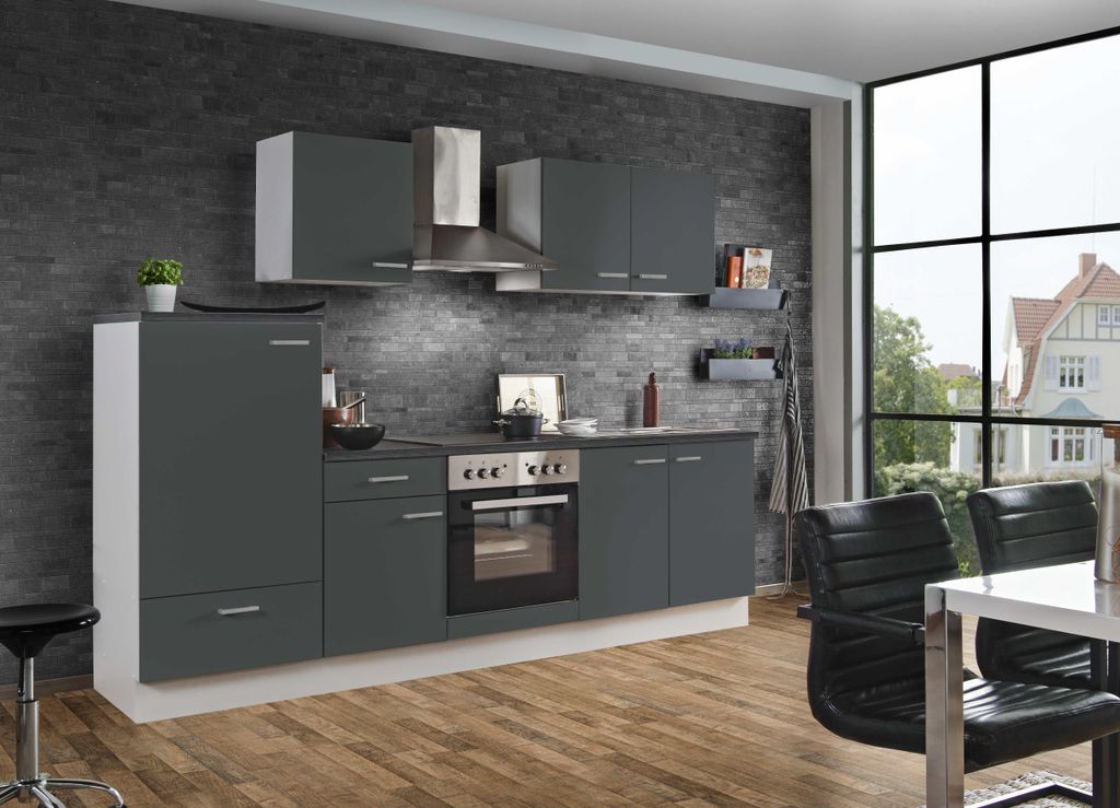 Küchenzeile mit Elektrogeräten White Classic Graphit 270 cm Produktbild 