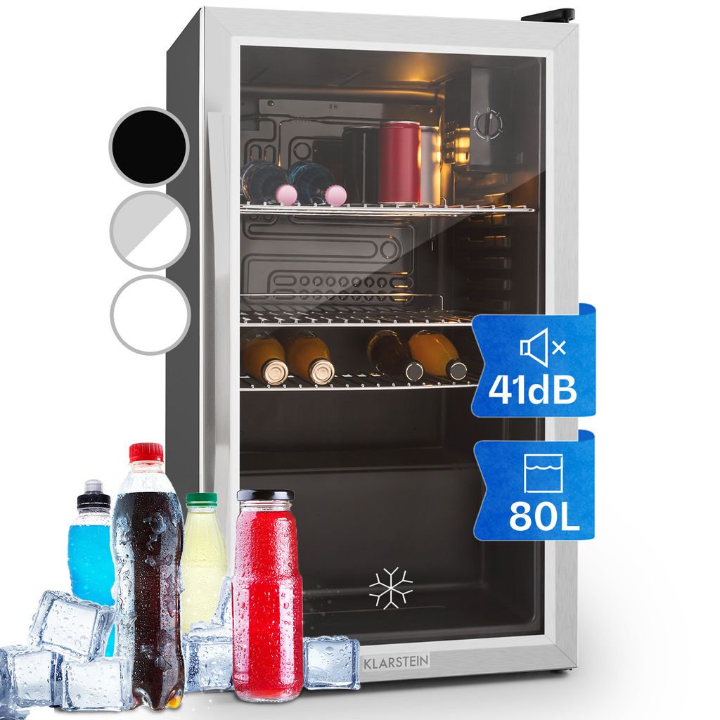 KAIF Mini Kühlschrank Glastür LED-Beleuchtung, Getränkekühlschrank