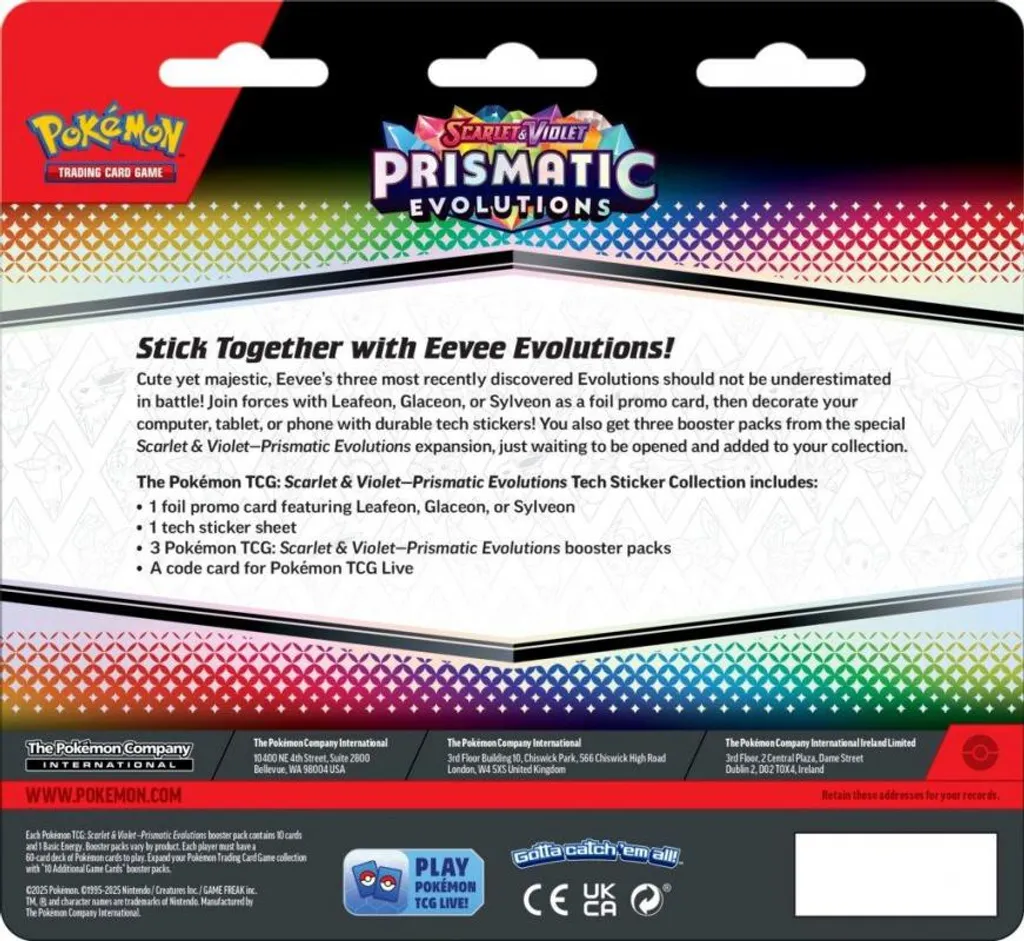 Pokemon Prismatic Evolutions : Collection Sticker Glaceon Tech pour Fans