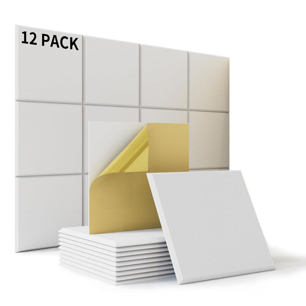 Akustikplatte, 12 Stück Akustikplatten Selbstklebend, Hohe Dichte Wandpaneel, Schallabsorber Schallschutz, für Gaming Deko, Büros, Studios