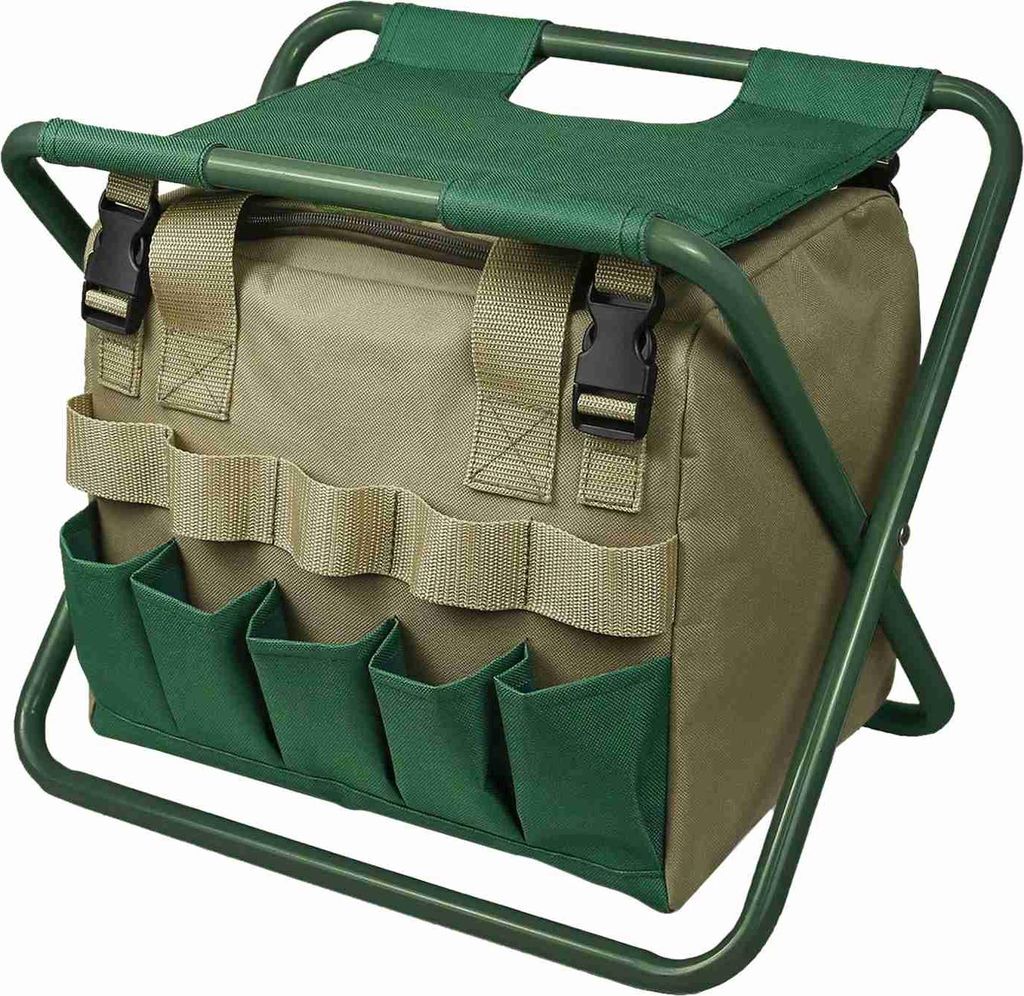 Gartengeräte-Set, Organizer, Klapphocker mit abnehmbarer Aufbewahrungstasche