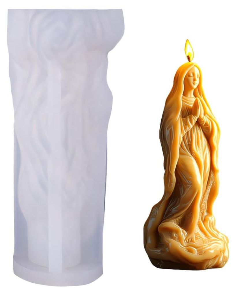 Silikonform, religiöses 3D-Bild der Jungfrau Maria/Jesus, gegossen aus Epoxidharz für Heimdekoration, DIY-Kerzenherstellung, Kuchendekoration und...