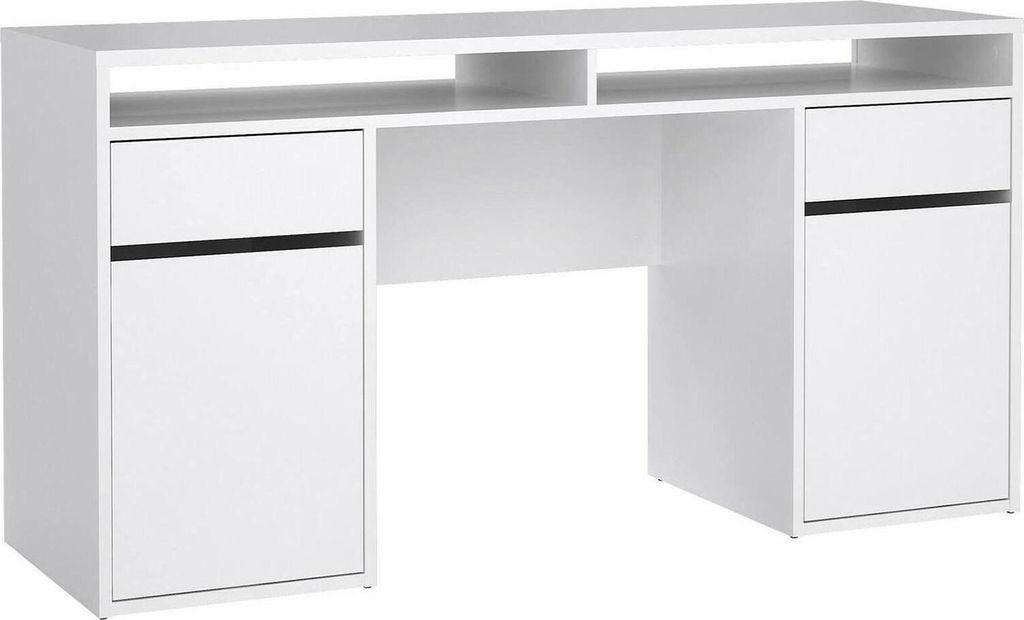 Dmora Schreibtisch Dina 149x48,2x77,4h cm Weiß 2 Schubladen