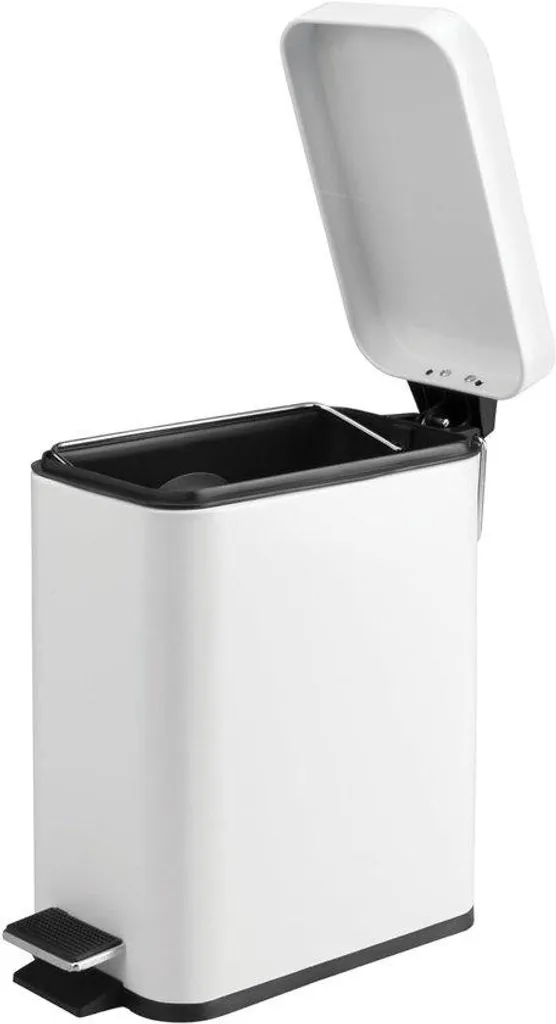 Petite poubelle blanche en métal et plastique 5L pour salle de bain
