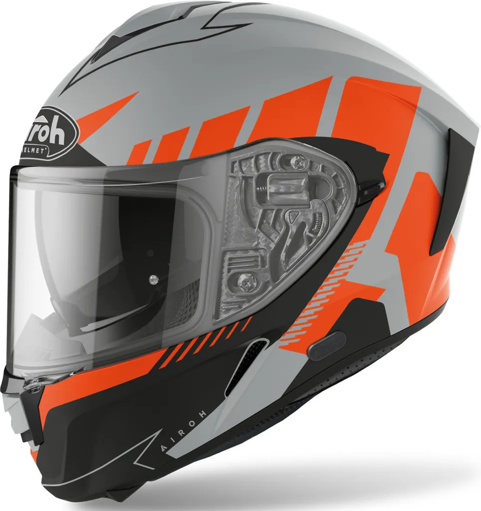 Casque Moto Route Airoh Spark Rise Confort et Sécurité Gris Orange S