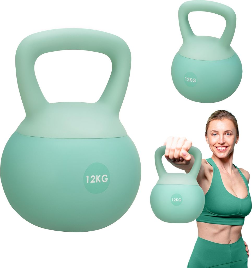 Gymtek Weiche Kettlebell Hantel - 12kg Gewicht - Kugelhantel, Schwunghantel, Kugelgewicht für Home Gym, Fitness, Pilates, Krafttraining