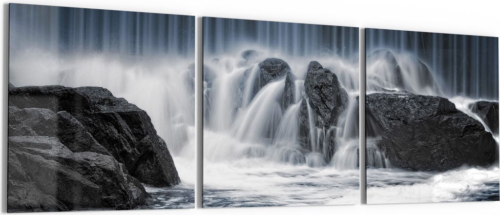 DEQORI Glasbild Echtglas 3x50x50 cm 'Fließende Stille' Wandbilder XXL groß