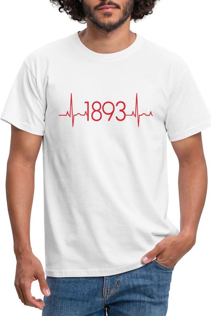 Spreadshirt Stuttgart 1893 Herzschlag Fußball Männer T-Shirt, 4XL, Weiß