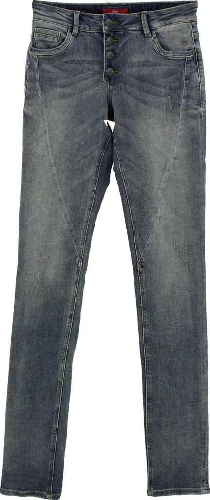 27483 S. Oliver, Slim, Damen Jeans Hose, Stretchdenim, blue destroy, D 34 W 27 L 36