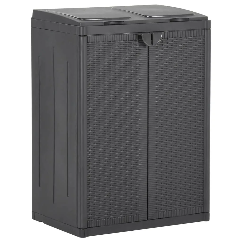 Poubelle de tri sélectif double bac noire 65x45x88 cm The Living Store