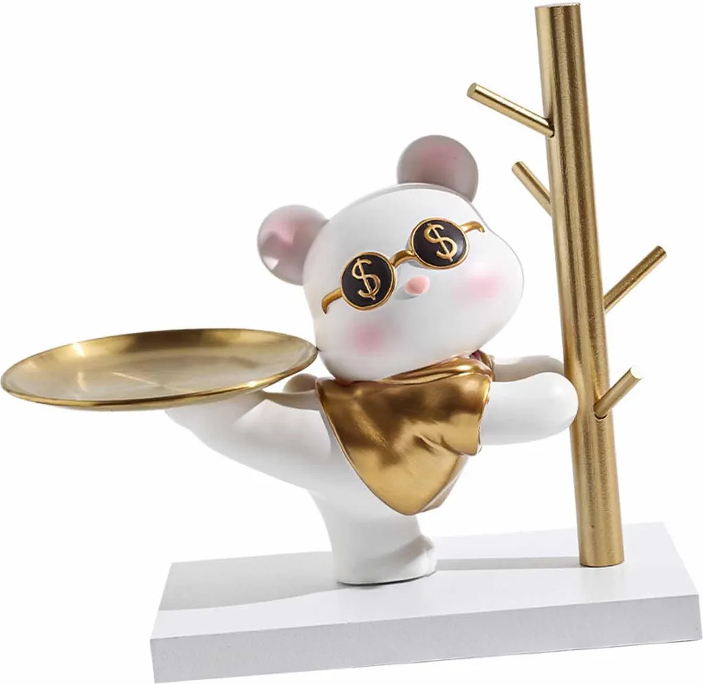 Vide-poche Design Ours Statuette de Rangement pour Clés et Bijoux 27cm