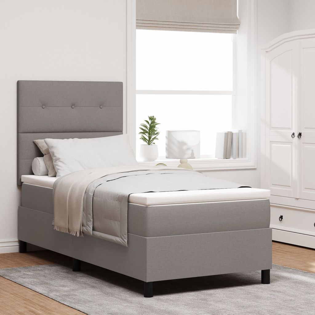Möbel Boxspringbett mit Matratze Taupe 100x200 cm Stoff - Klassische Betten 3339368