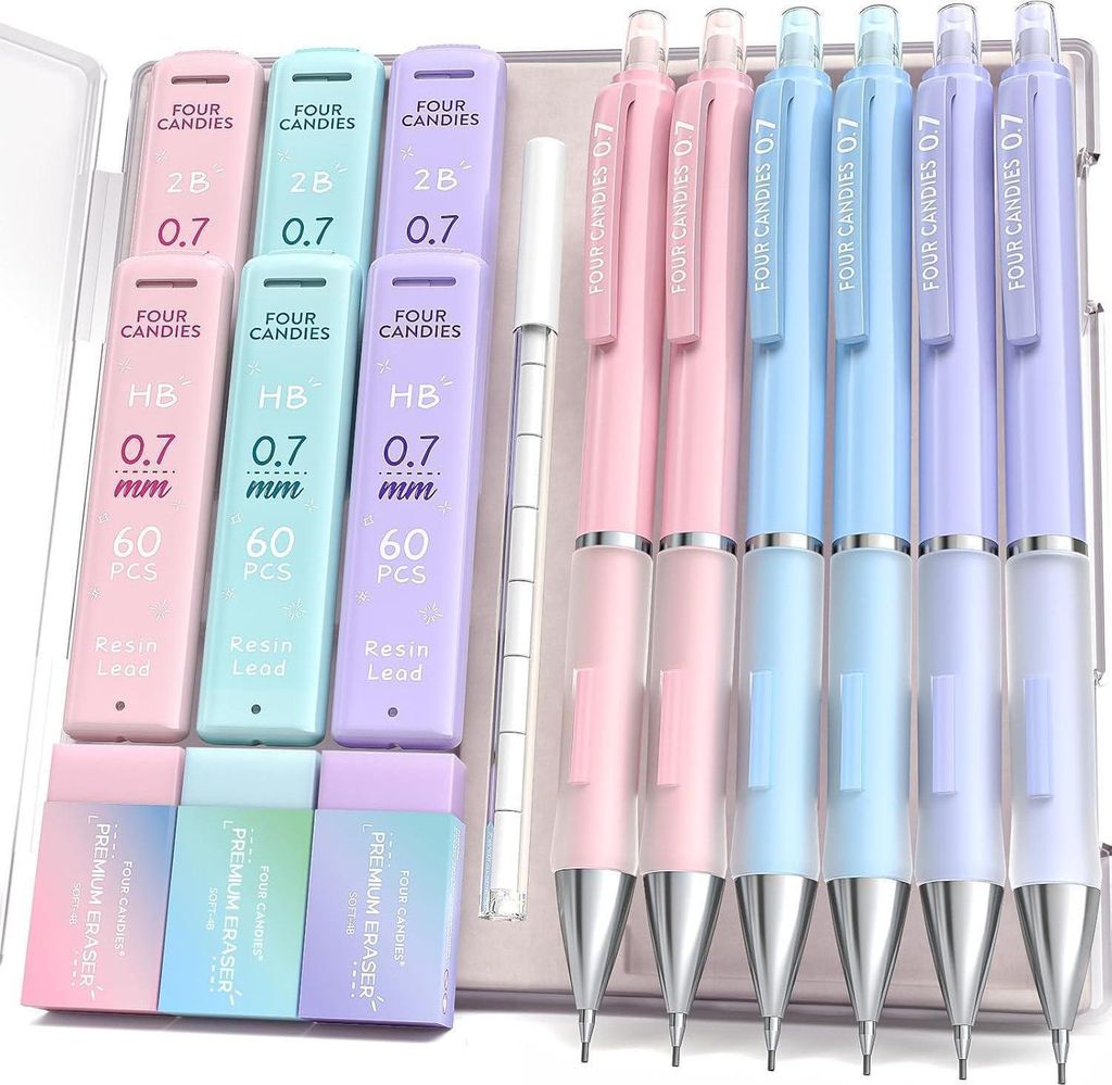 zestaw 6 SZTUK ołówków mechanicznych 0,7 mm z pastelowymi Zdjęcie produktu 