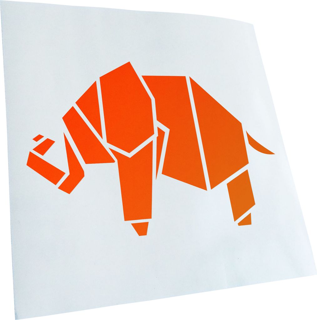 Kiwistar - Autoaufkleber - Papierfalten Elefant - Neonorange - 24x16cm - Aufkleber für Auto, Laptop, Fahrrad, LKW, Motorrad mehrfarbig JDM Decal R...