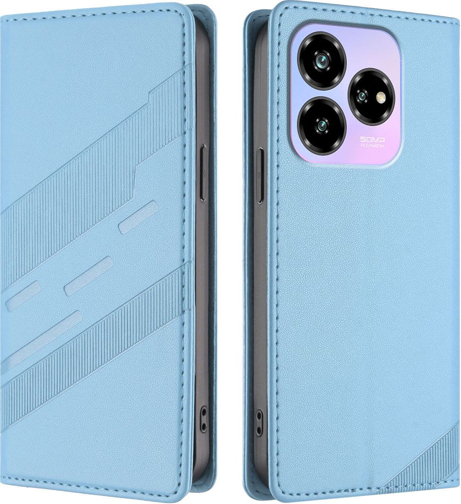 Hülle für ZTE Blade V60 Design, Kunstleder Brieftaschen Handyhülle mit Kartenfach und Standfunktion Hellblau