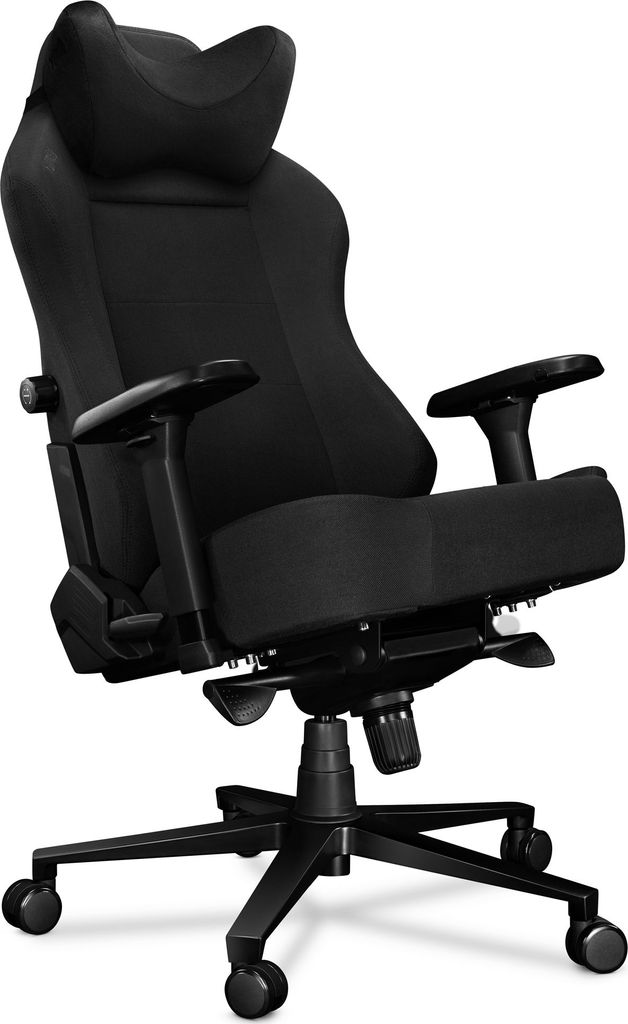 YUMISU Gaming Stuhl 2054 - Verstärkte Stahlkonstruktion, Höhenverstellbar, bis 150kg Belastbar, Rückenlehne und Sitz aus Kaltschaum- SCHWARZ Stoff