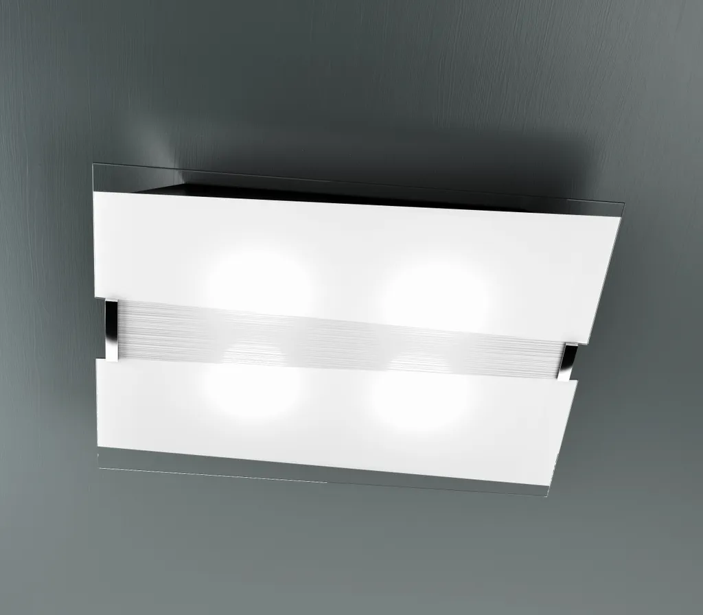 Plafonnier Toplight Mad design chromé 4 douilles E27 format 70x50cm