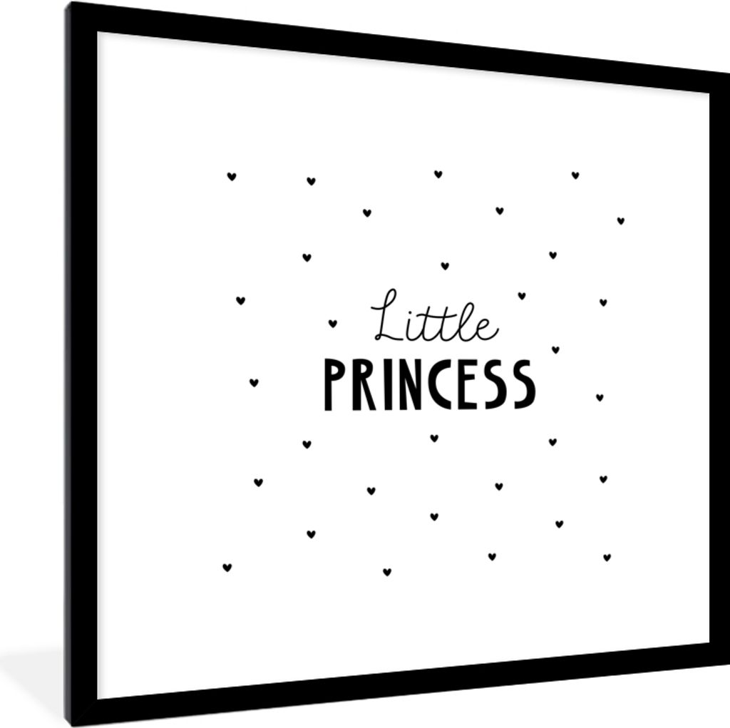 MuchoWow Gerahmtes Poster Sprichwörter - Kleine Prinzessin - Mädchen - Prinzessin - Zitate 40x40 cm - Poster mit Schwarzem Bilderrahmen Wandpos...