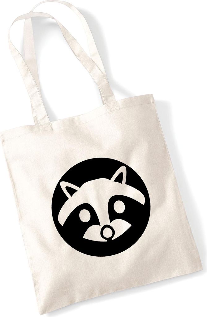 Huuraa Jutebeutel Waschbär Kopf Silhouette 10 Liter Natural Baumwolle Tasche Geschenkidee