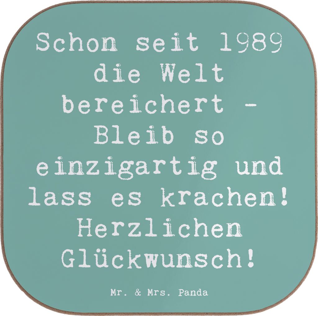 Mr. & Mrs. Panda Tischschoner Spruch 1989 Geburtstag - Meeresbrise - Geschenk, lass es krachen, Geburtsjahr, Happy Birthday, Feier, Untersetzer fü...