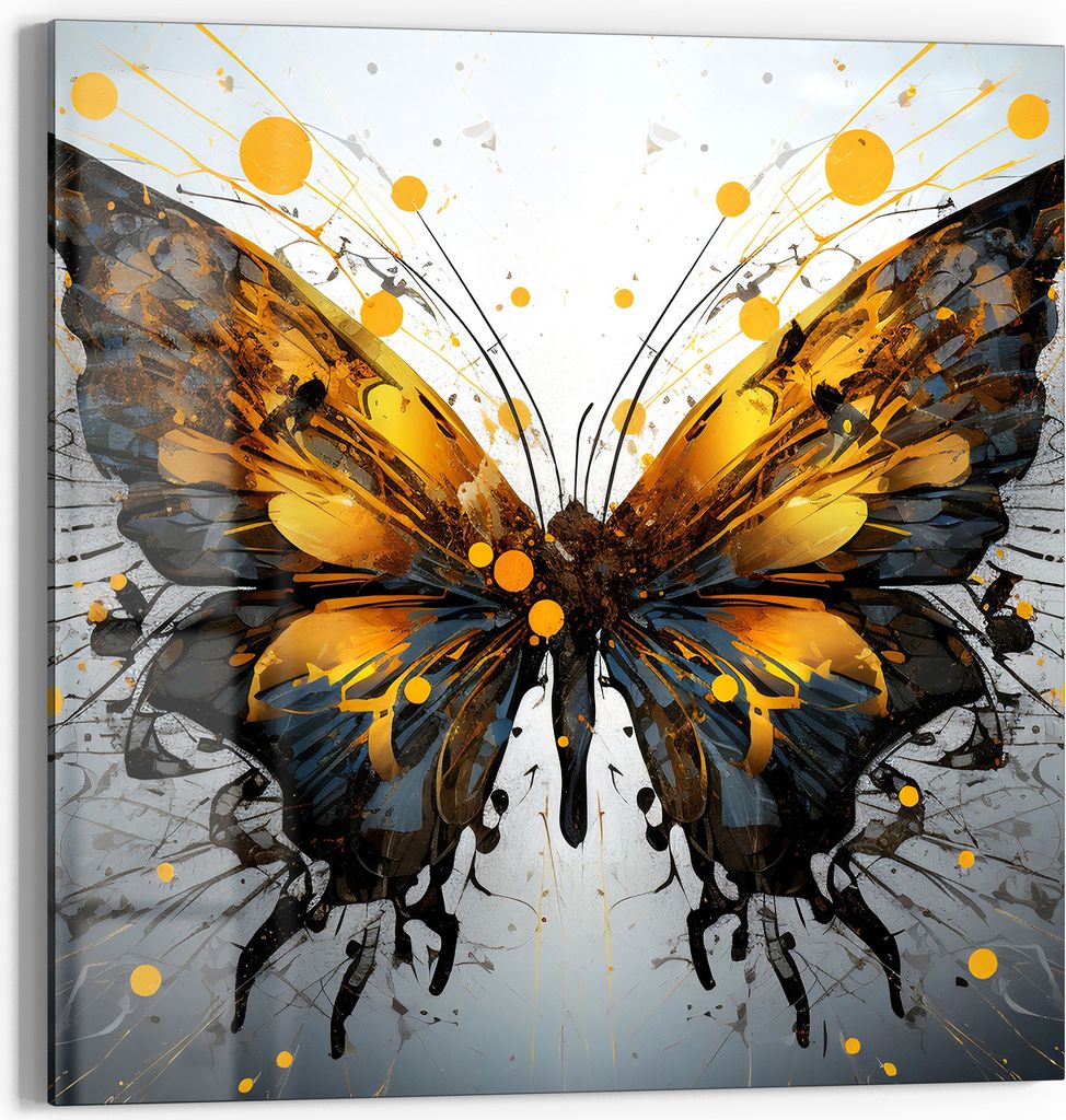 DEQOART Glasbild Echtglas 30x30 cm 'Flügelkunstwerk' Wandbild Bild modern Deko
