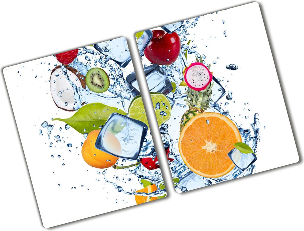 Tulup Glas Herdabdeckplatte - 2x40x52 cm - Glaskeramikkochfeld-Abdeckung Spritzschutz Glasabdeckplatte Kochplattenabdeckung und Schneidebrett - Zwe...