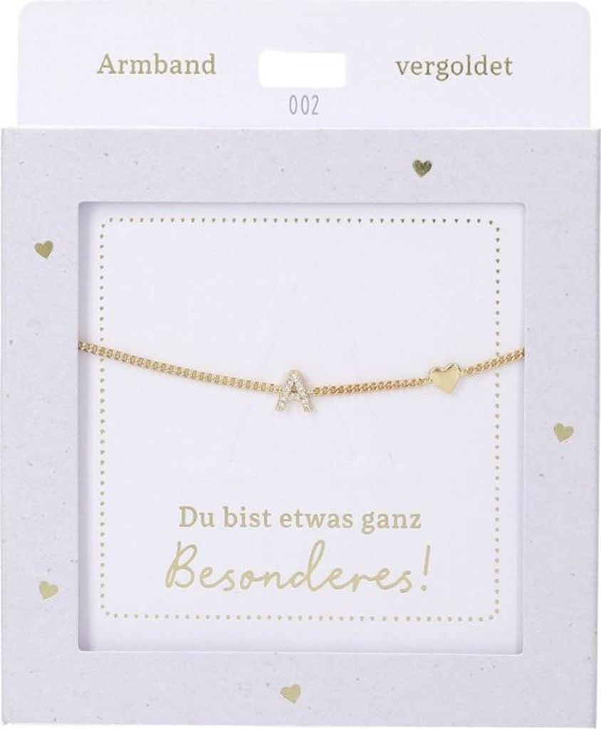 Damen Edelstahl Armband mit Herz-Anhänger, Silberfarbend oder Goldfarbend, 15-20cm Verstellbar-A Gold