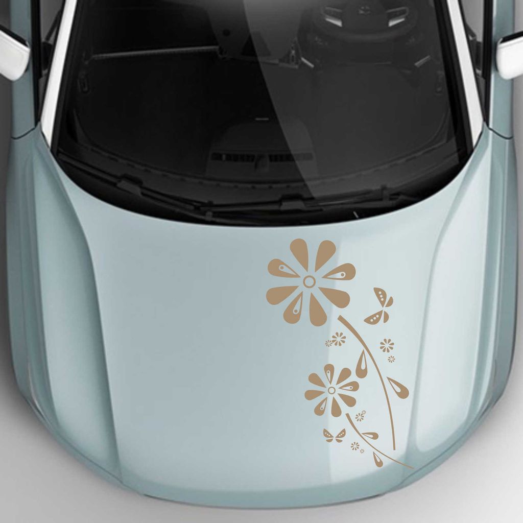 Aufkleber - Autoaufkleber "Margaritenblüten" 120cm x 59cm braun - Tuning Carystyling Heckscheibe Auto