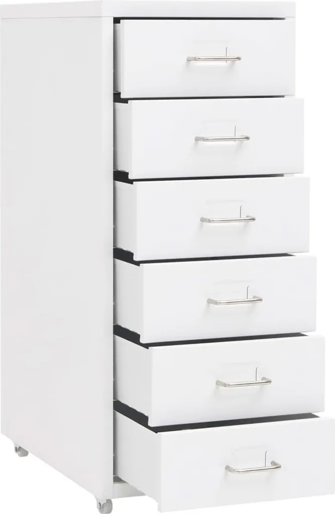 Caisson de bureau mobile en métal blanc avec tiroirs de rangement - 4