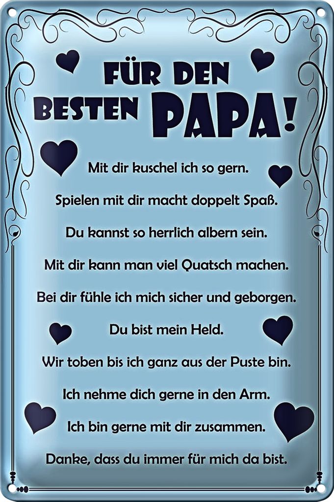 Blechschild Spruch 18x12cm Für den besten Papa