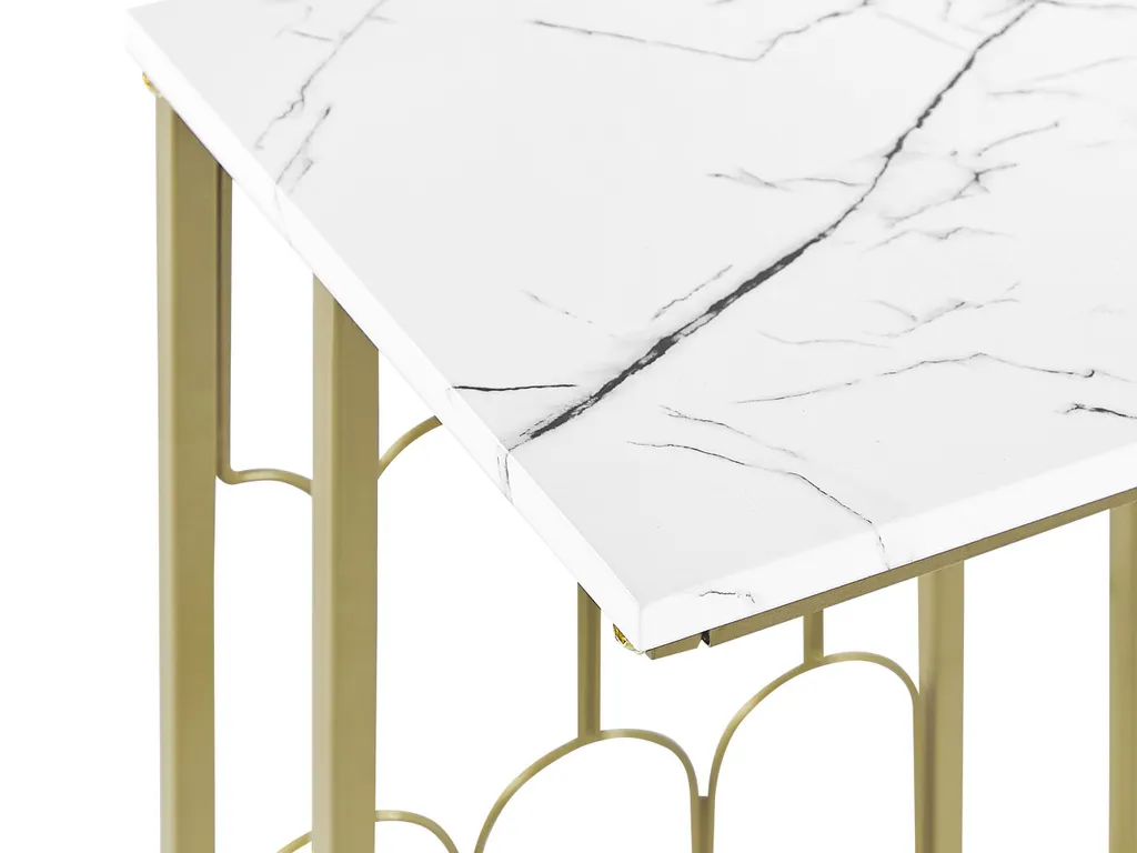 Table basse effet marbre et métal doré base graphique pour déco luxe - 6