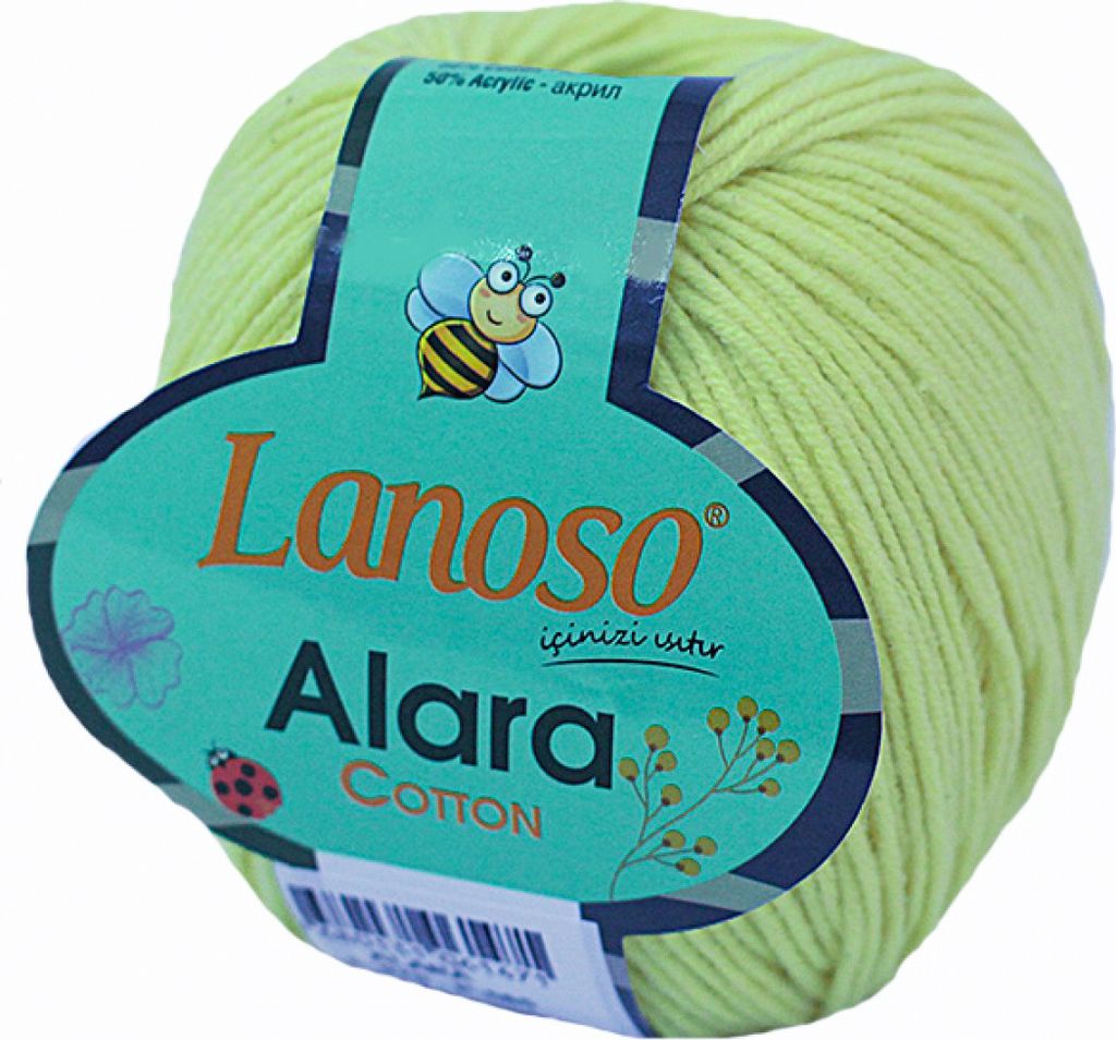 50g Strickgarn Lanoso Alara m. 50% Baumwolle Häkelgarn Sommergarn Farbwahl, Farbe:977 pastellgrün