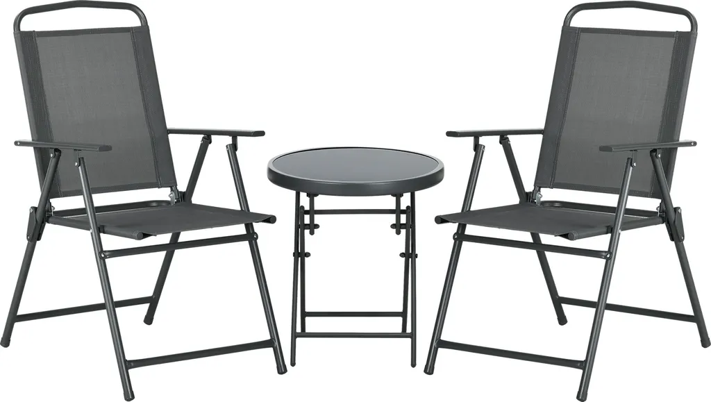 Arredo Giardino Outsunny Set Bistrot 3 Pezzi Metallo Vetro Esterno