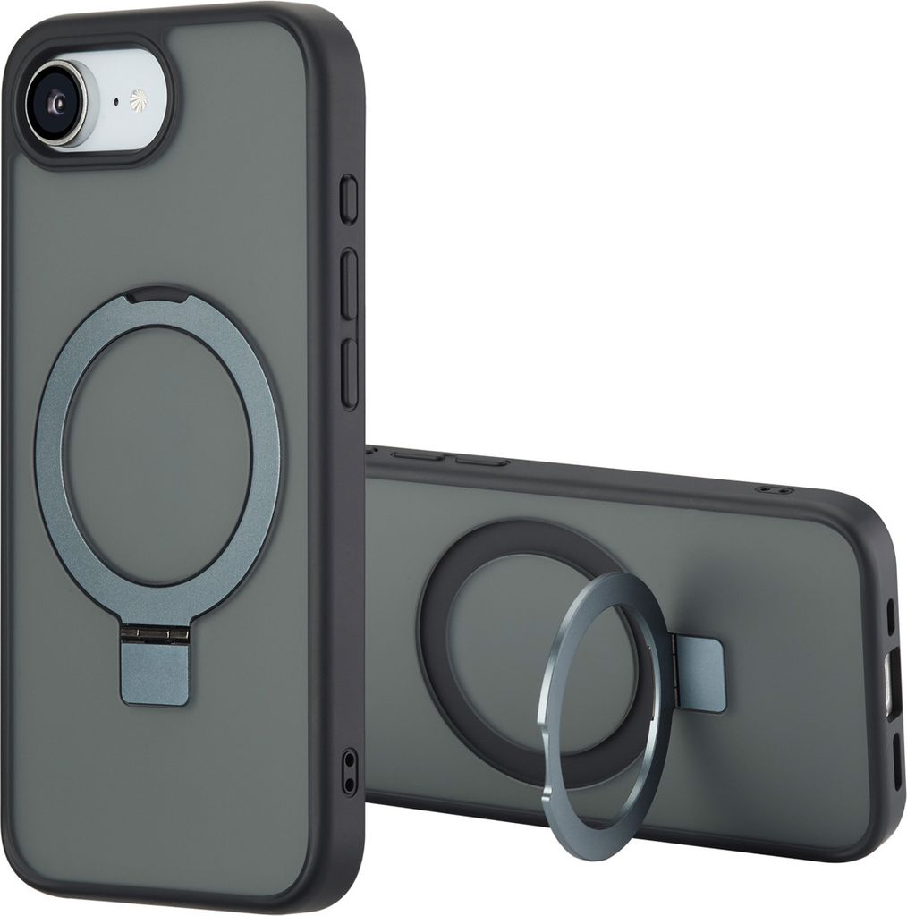 Accezz Ring Stand Backcover mit MagSafe iPhone 16e - Schwarz