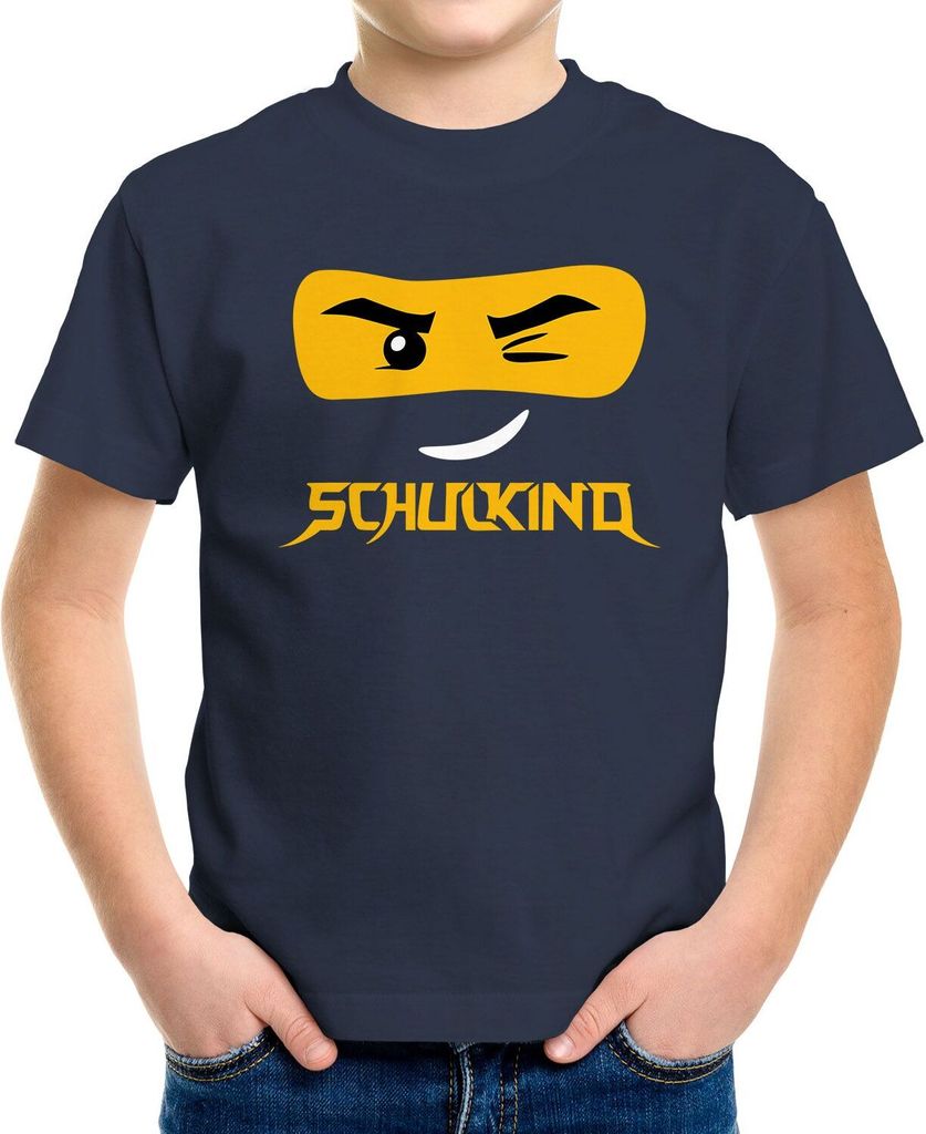 Kinder T-Shirt Jungen Bausteine Gesicht Ninja Figur Produktbild 