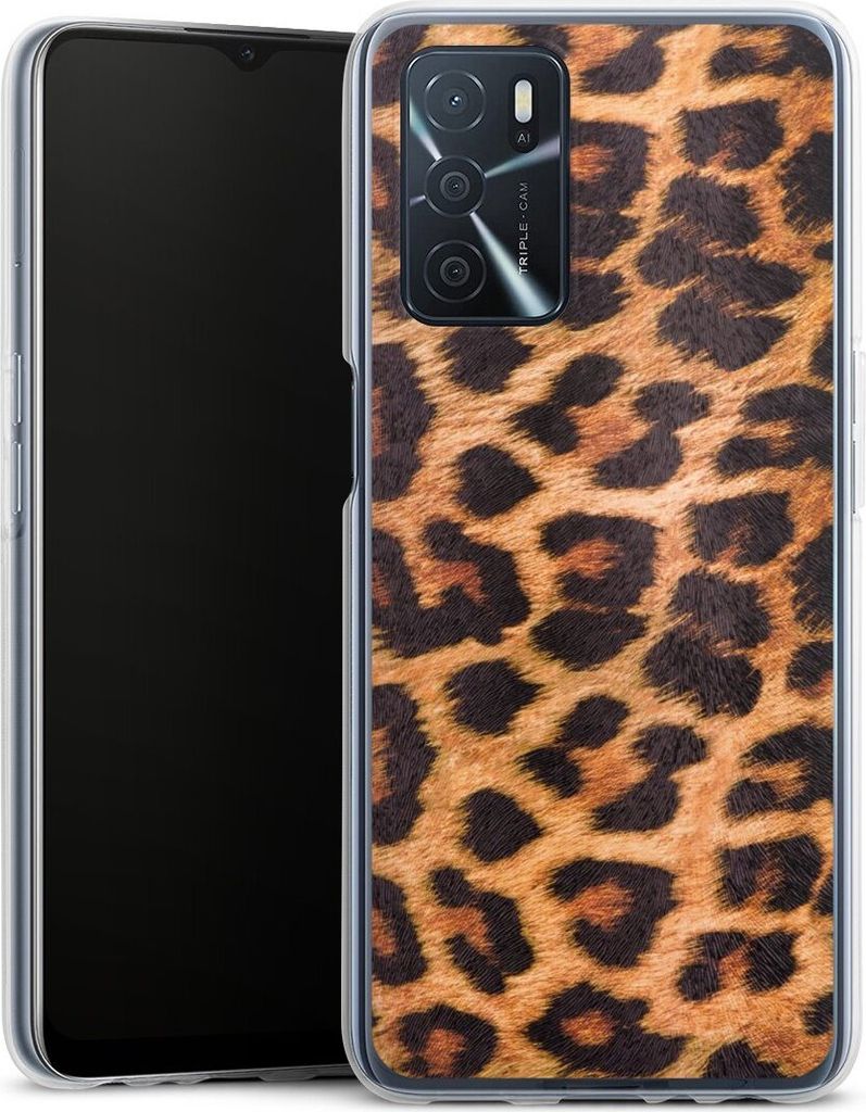 DeinDesign Handyhülle für Oppo A16 4G Silikon Hülle Case Smartphone Schutzhülle Animalprint Fell Leopard