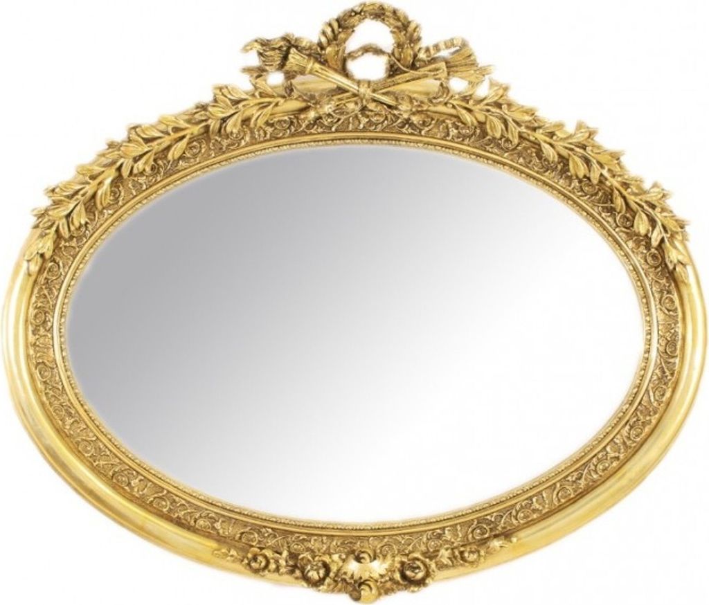 Casa Padrino Luxus Barock Wandspiegel Oval Gold - Massiv und Schwer - Goldener Spiegel