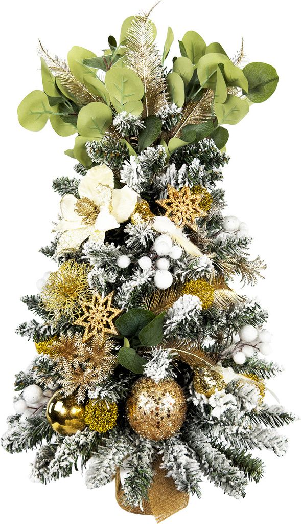 Dekorierter künstlicher Weihnachtsbaum NEGATIVE CHAMPAGNE 60 cm mit LED-Beleuchtung IN FLOWER