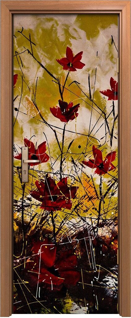 Türposter 70x200 cm Türaufkleber Türtapete Türfolie Klebefolie Wiesen Blumen Malerei