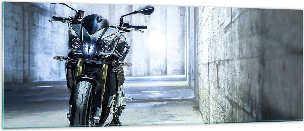 Bilder auf glas - Motorrad retro klassisch - 140x50cm - Glasbilder - Wandbilder - Kunstdruck - zum Aufhängen bereit - Wanddekoration aus Glas - Gl...