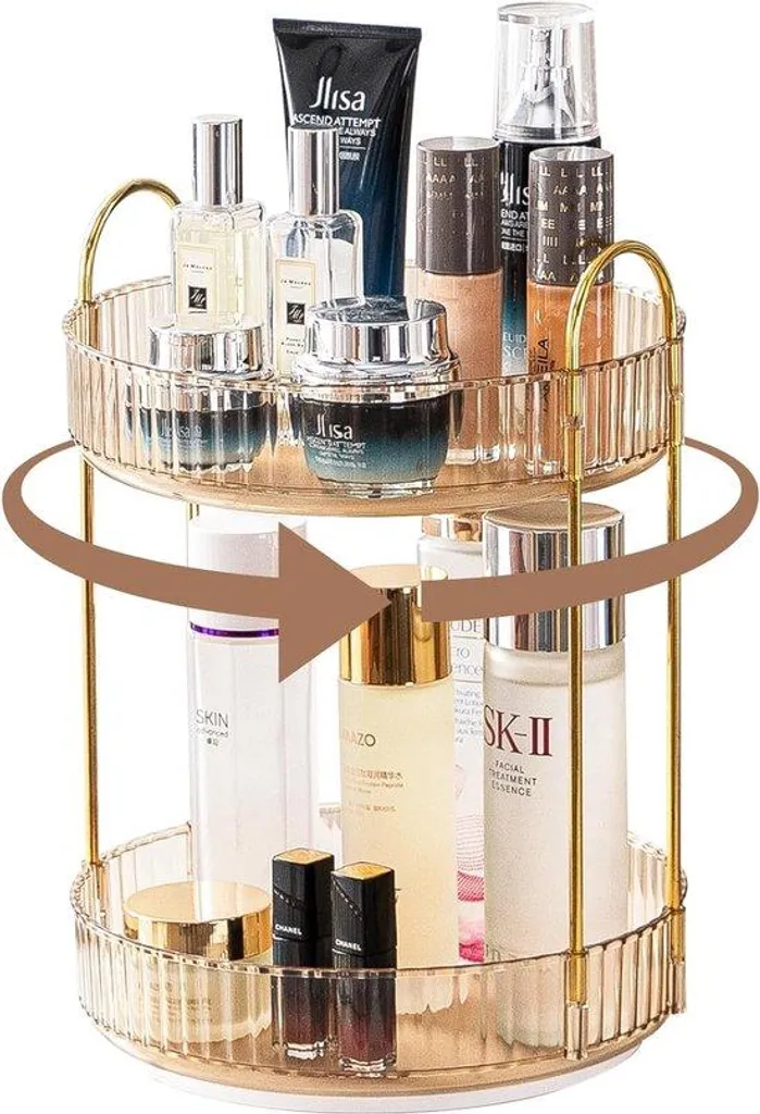Organiseur de maquillage rotatif 360° grand format pour salle de bain