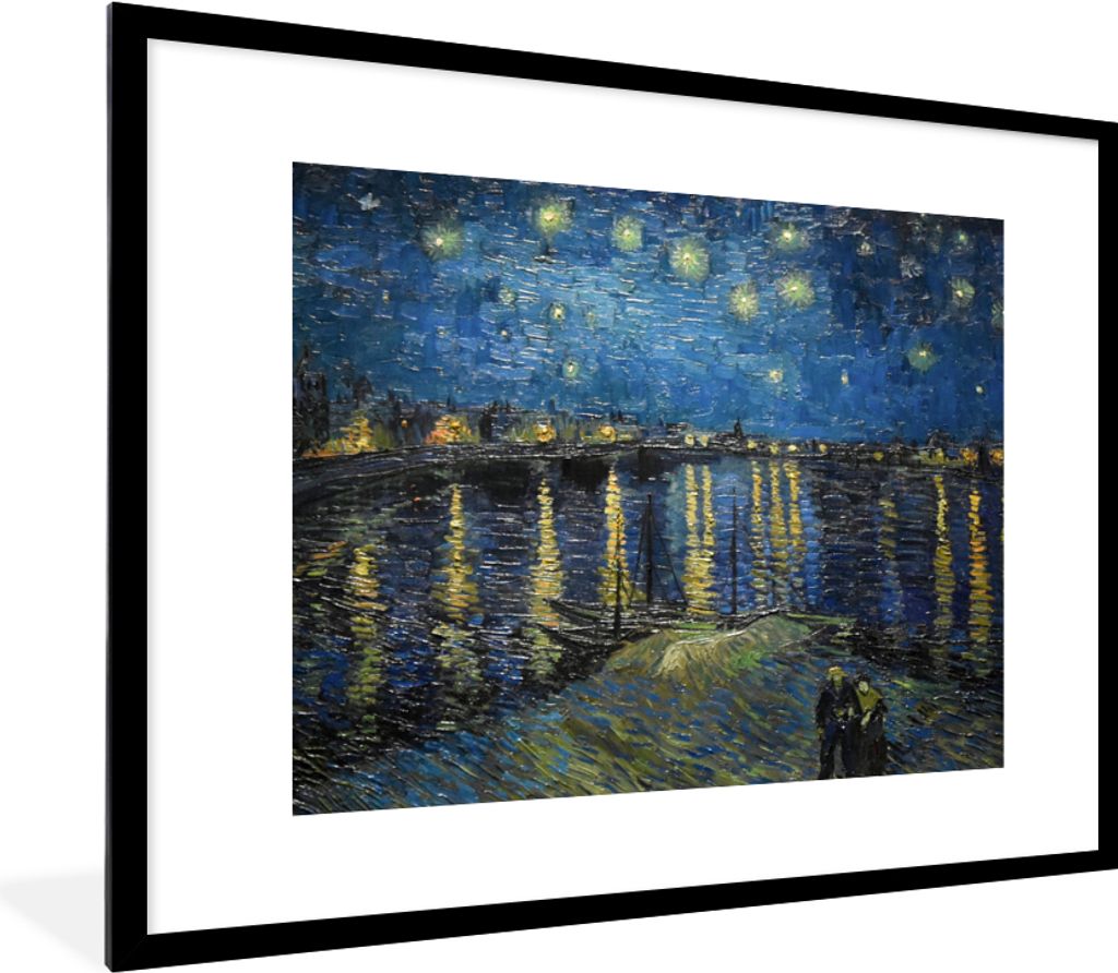 MuchoWow Gerahmtes Poster Van Gogh - Brücke - Alte Meister 80x60 cm - Poster mit Schwarzem Bilderrahmen Wandposter Rahmen Foto Bilder - Schlafzi...