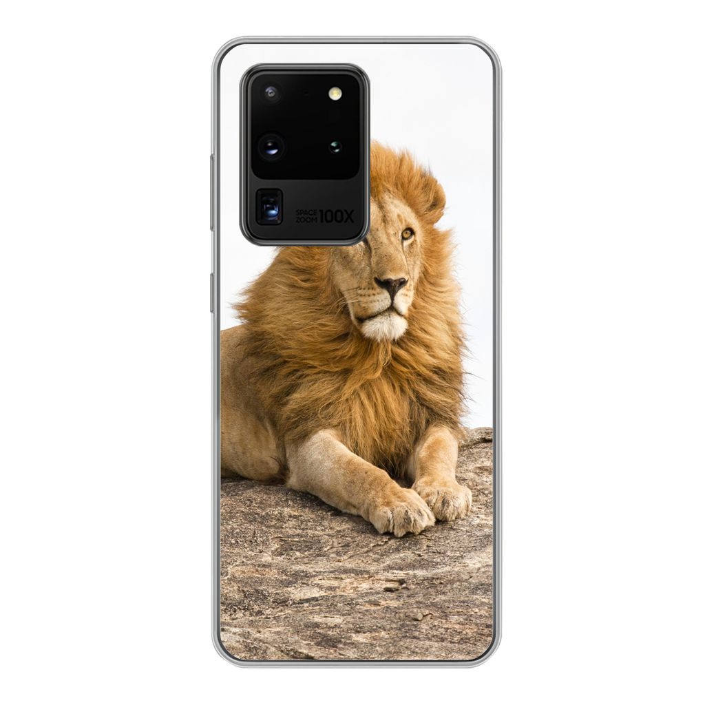 MuchoWow Handyhülle Schutzhülle Hülle für Samsung Galaxy S20 Ultra Löwe - Mähne - Tier Silikon Softcase Handy Hülle - Karteninhaber