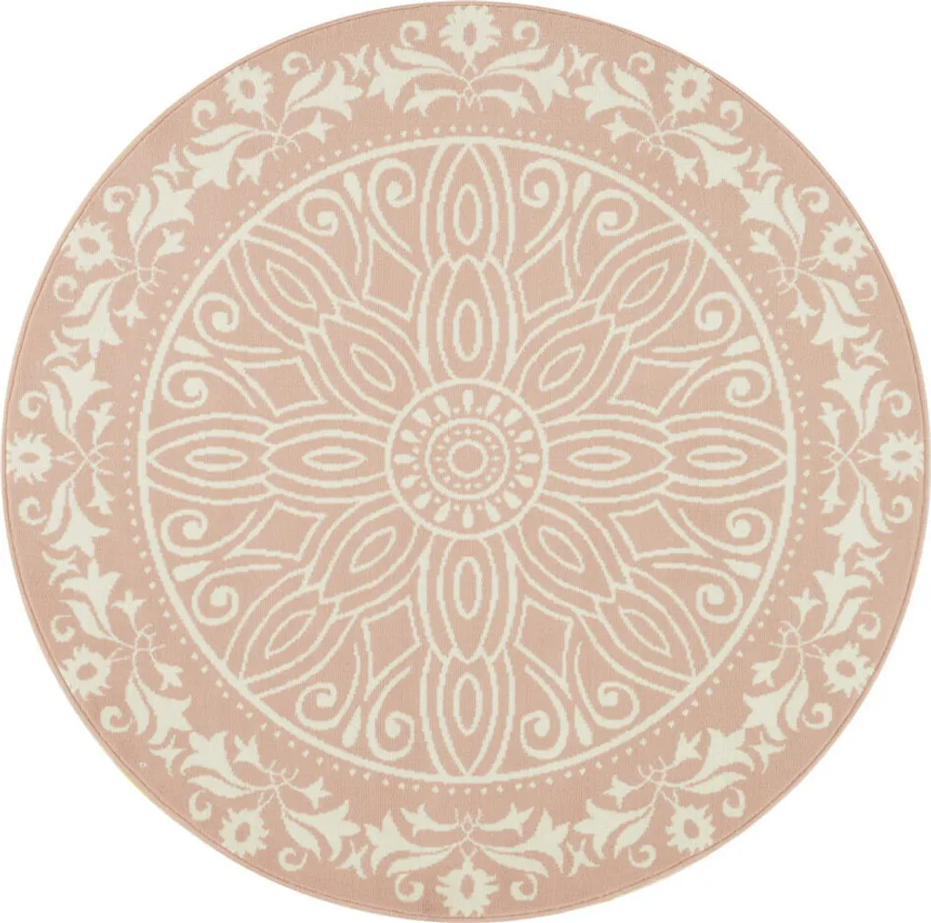 Tapis Leva Ø 140 cm Sage Rosa - Tapis rond en coton pour salon et bureau