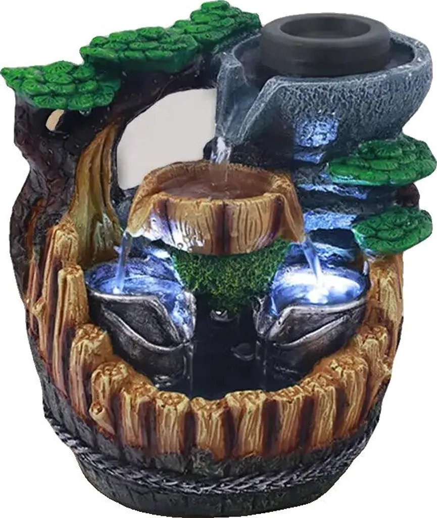 Fontaine à eau en résine 21x25 cm - Pompe 220V usage intérieur extérieur