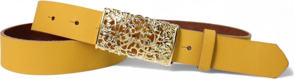 FRONHOFER Damen Ledergürtel Blumenschließe gold 3 cm, echt Leder, floral