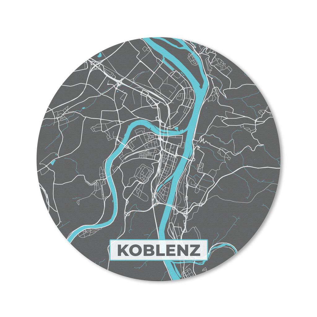 MuchoWow Mauspad Mousepad Deutschland - Blau - Koblenz - Stadtplan - Karte 40x40 cm - Mousepads - Maus Mat - Pad - Mausunterlage - Schreibtisch A...